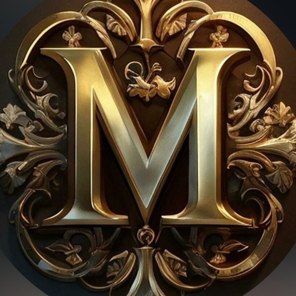 Monograma dourado M de Méio Girardi